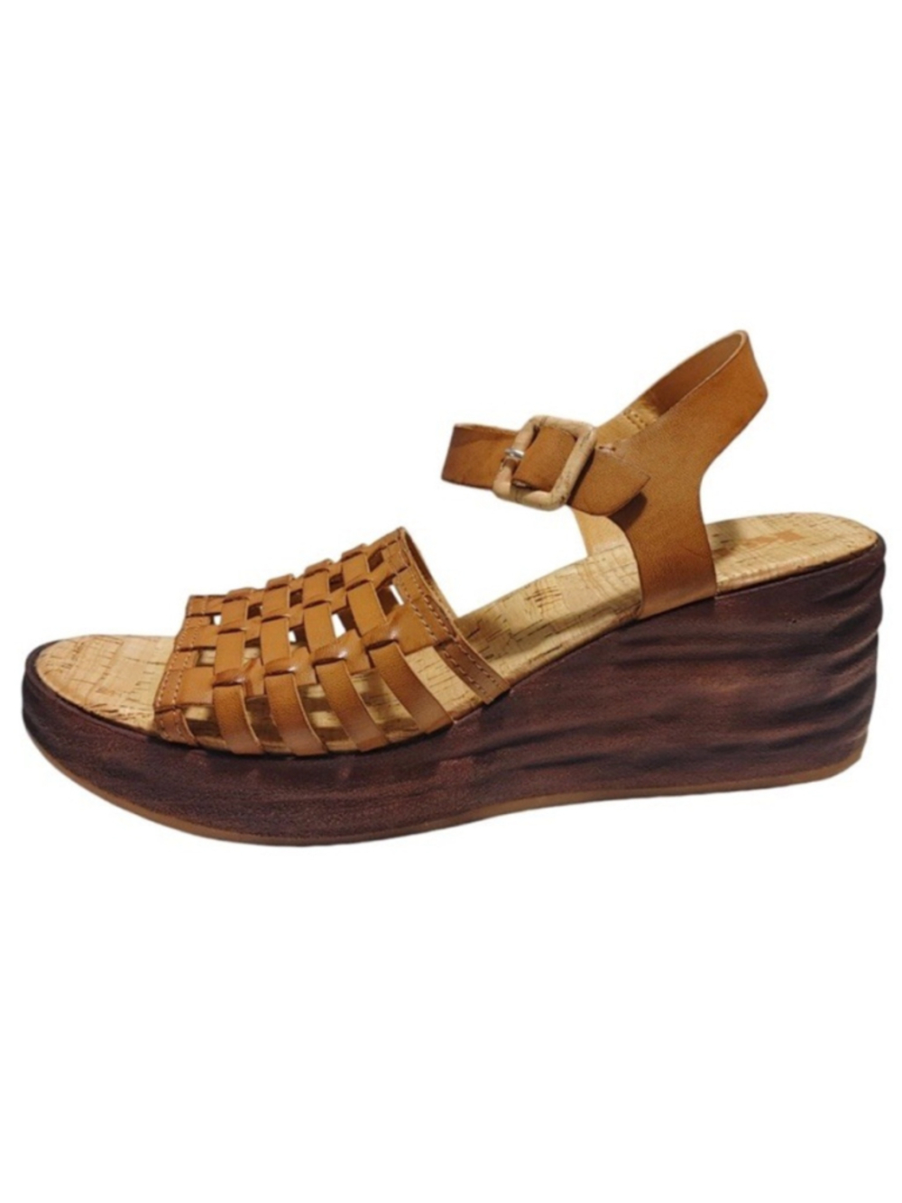 Korks Brown Woven Marley Platform Wedge Sandal Heels Women's Size 10